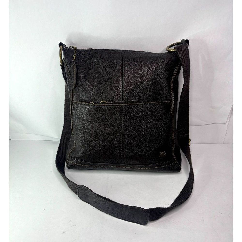 The Sak Iris Cocoa Pebbled Leather Crossbody Bag Purse Womens Brown